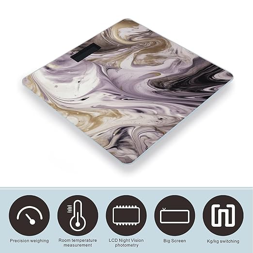 Marble Texture Smart Scale for Body Weight Accurate Bathroom Scale with LED Display Digital Weight Scales Weighing Machine High Precision Scales for Bath Home