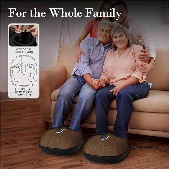 Foot Massager with Heat FSA Eligible HSA Shiatsu Feet Massager with Remote Control Multi-Level Compression Knead Foot Massage for Neuropathy &amp Plantar Fasciitis Fits Up to 13 Gifts(Brown)