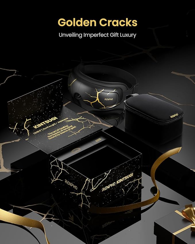 RENPHO Eye Massager with Heat and Cooling Voice Control Birthday Gifts for Men Women Dad Him Her Eye Mask for Migraines Eye Care with Massage Reduce Dry Eyes Eyeris Kintsugi