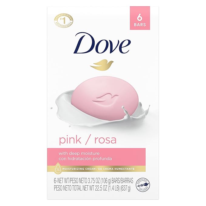 Dove Beauty Bar Gentle Skin Cleanser Pink 6 Bars Moisturizing for Soft Care More Than Soap 3.75 oz &amp Body Wash with Pump Deep Moisture For Dry Skin Moisturizing Skin Cleanser 30.6 oz