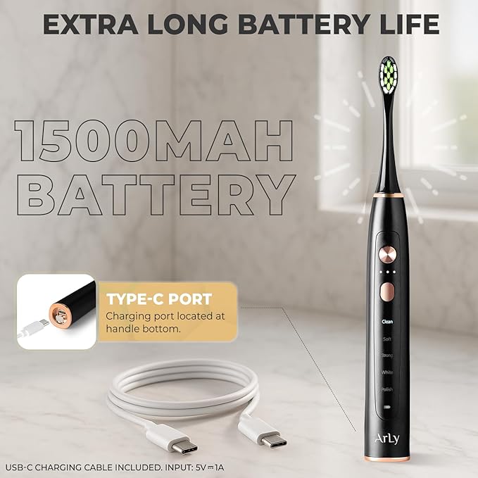 Arly Cam-Brush 1 - Wireless Intraoral Camera &amp Sonic Electric Toothbrush for Adults - Black