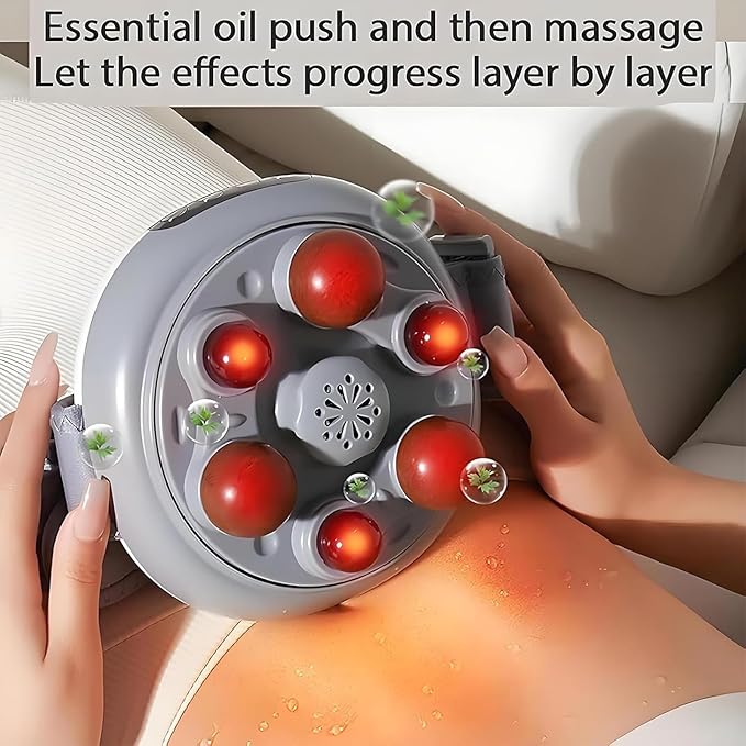 Stomach Massager Electric Fast Warming Belly Belt with 30mm Large Meteorite Massage Head 3 Levels Intensity Adjustable and Auto-Timer Forward and Reverse Rotation for Fat Burning &amp Digestion