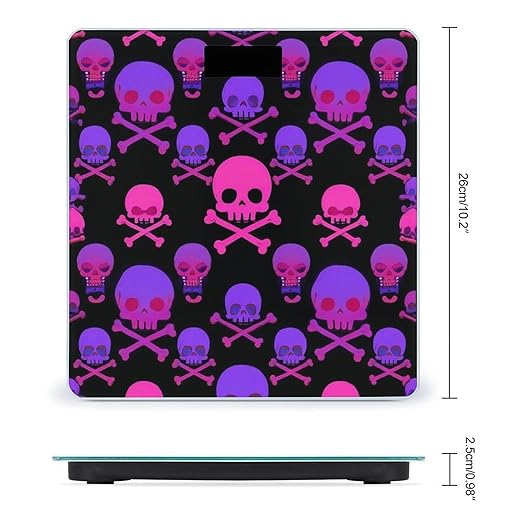 Energy Saving Scale Bathroom Weighing Scale Smart Scale for Body Weight Digital Purple and Pink Crossbones Skull