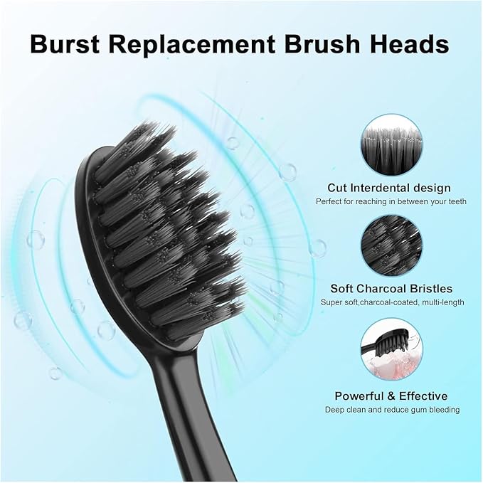 Replacement Electric Toothbrush Heads 10PCS Whiting Bamboo Charcoal BrushCompatible for S9 Adults(10pcs)