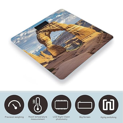 Arches National Park Scale for Body Weight Accurate Digital Bathroom Scale Toughened Glass High Precision Scales Smart Weight Scales with Large LCD Backlight Display Weighing Machine