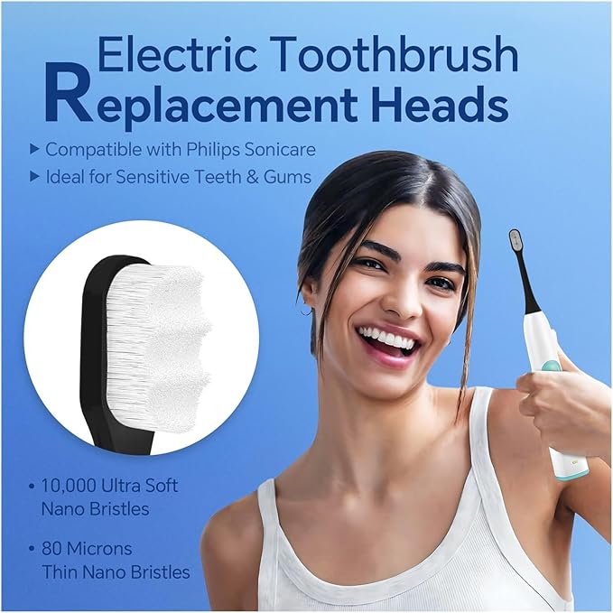 6 Compatible Pcs Ultra Soft Replacement Brush Heads Compatible with Philips Sonicare Electric Toothbrush 4100 6100 6500 9000 9300 9900 9500
