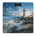 Beach Lighthouse Bathroom Scale for Body Weight Bathroom Digital Electronic Weighing Scale with Back Lit LED Display Sturdy Tempered Glass Weight Watchers Scales 400lb