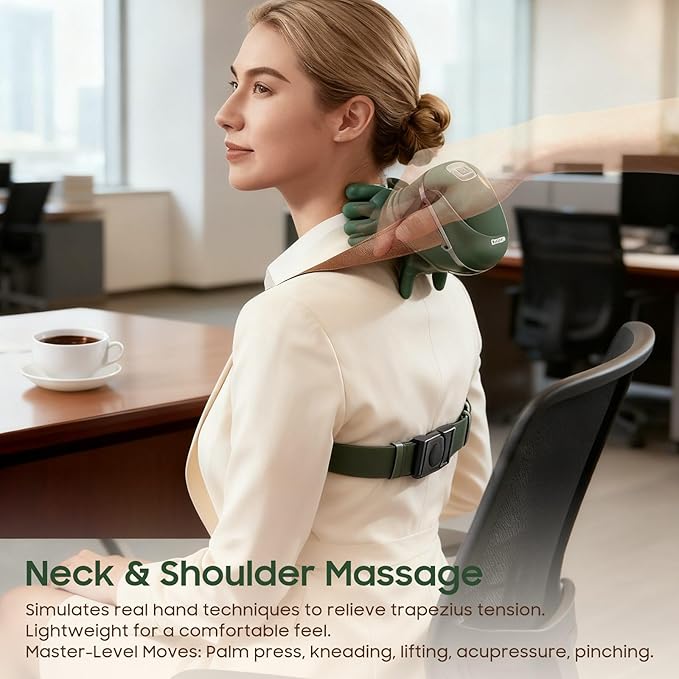 Hand Neck Massager with Fingers Shoulder and Neck Massager with Hands Bionic Heated Massager Deep Tissue Massage Shoulder &amp Cervical Relief Relax Muscle Tension Hands-Free Portable