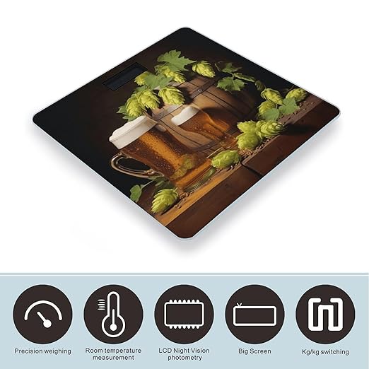 Beer and Hop Cones Scale for Body Weight Digital Bathroom Scale Precision Smart Weighing Scales with Clear LED Display Accurate High Precision Scales Weighing Machine