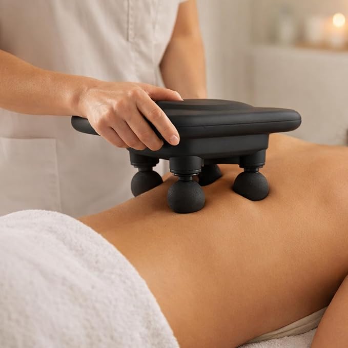 Daiwa Felicity Max Pro Lite Four-Headed Cordless Massager – 4 Deep Kneading Nodes 6 Intensity Levels Rechargeable Type-C Lightweight Portable Body Massager for Neck Back &amp Legs