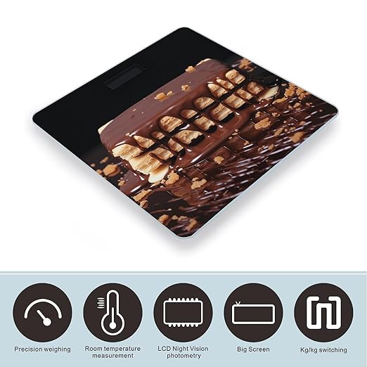 Wafers Dripping with Chocolate Smart Scale for Body Weight Accurate Bathroom Scale with LED Display Digital Weight Scales Weighing Machine High Precision Scales for Bath Home
