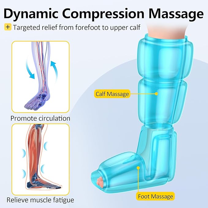 Comfytemp Air Compression Therapy Device K1011 Cordless Leg Massager for Circulation and Pain Relief Portable Foot and Calf Massage Boot Ideal for Dad Men Mom Women Seniors (1 Pack)