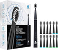 Pursonic Whitening USB Rechargeable Sonic Toothbrush-12 Brush Heads!- 38000 Brush Strokes Per Minute-3 Brushing Modes with 2 Minute Auto Timer (Black)