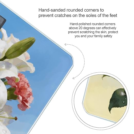 Bright Light Flower Charm Weight ScaleClear LED Display Bathroom Digital Weighing ScaleTempered Glass Digital Bathroom Scale for Body Weight Capacity Up to 400 Lbs