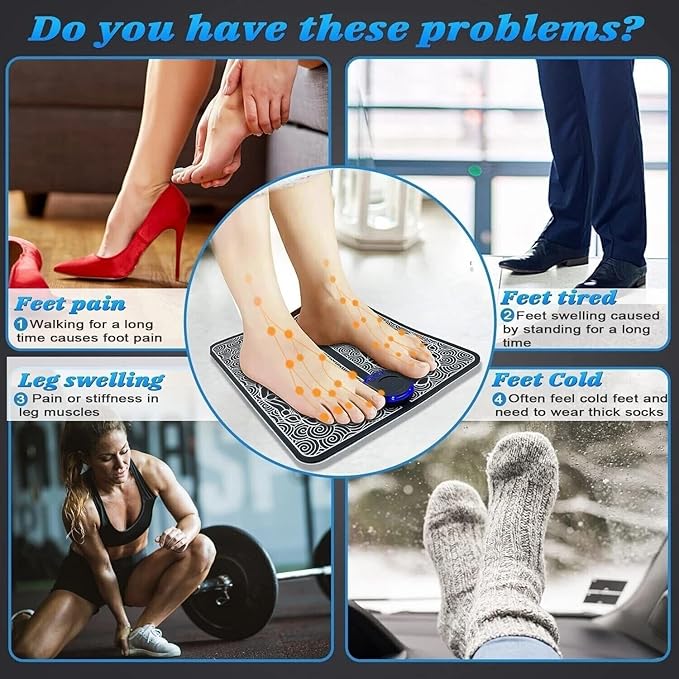 EMS Electric Foot Massager Pad for Blood Circulation and Muscle Stimulation with 19 Levels and 8 Modes