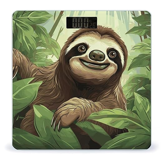 Sloths Background Bathroom Scale for Body Weight Bathroom Weighing Scale with Backlit LCD Display Highly Accurate Measures Weight Up to 180kg
