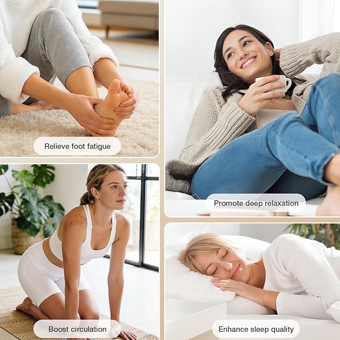 Foot Massager with Heat Electric Foot Massager Machine for Plantar Fasciitis Neuropathy with Remote Control Adjustable Vibration and Compression (White)