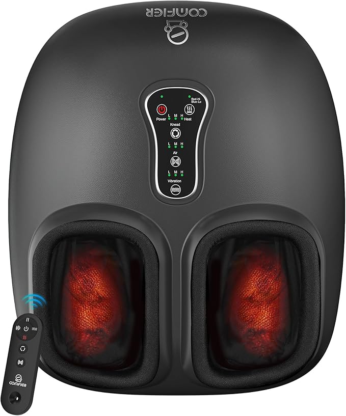 COMFIER Shiatsu Foot Massager with Heat Kneading RollingVibration CompressionRemote ControlFoot Massage for NeuropathyPlantar FasciitisSize 13“