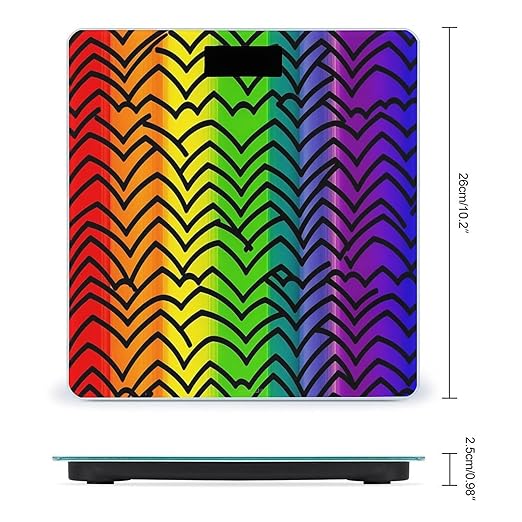Digital Bathroom Scale for Body Weight Scale with Bright LCD Display High Accuracy Step-On Technology Auto On/Off Gay Pride Rainbow Pattern Digital Scales 400 Lbs /180kg