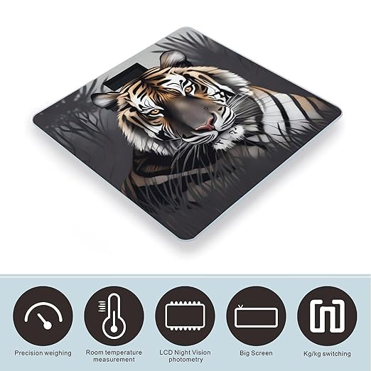 Tiger at Rest Bathroom Scale for Body Weight Bathroom Digital Electronic Weighing Scale with Back Lit LED Display Sturdy Tempered Glass Weight Watchers Scales 400lb