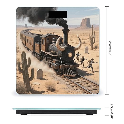 Steam Train in The Desert Scale for Body Weight Sturdy Tempered Glass Weighing Scales with LCD Display Accurate Digital Bathroom Scale Convenient Body Fat Smart Scales Easy Read