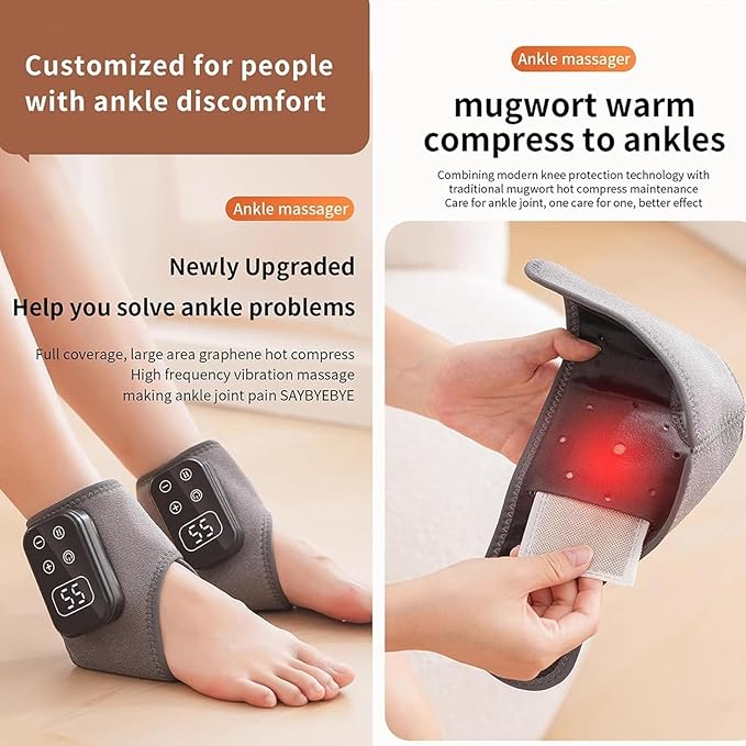 2PC Foot Advanced Renew Triple Method Massager 3-in-1 Heated Foot &amp Ankle Wrap Triple Technology Foot Massager Ankle 3-Speed &amp 5-Temperature Portable Foots Renew Massager for Home Travel U