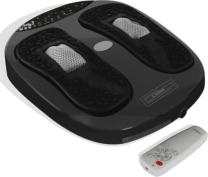 SereneLife Hurtle Shiatsu Foot Massager Machine - Chinese Reflexology Sitting Remote Control Option Simple Cleaning Pads 2 Functions Massage and Beating | Auto-Programs Adjustable Time &amp Settin
