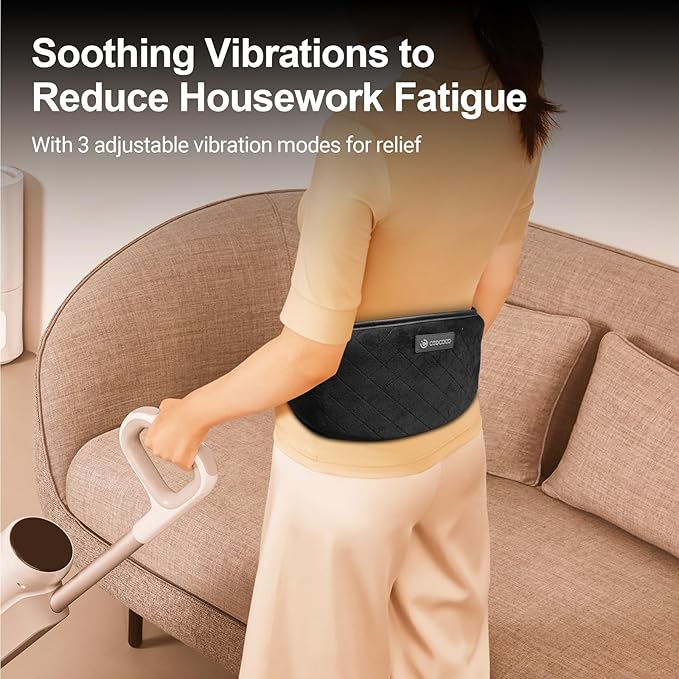 Cordless Lower Back Massager with Heat CooCoCo Heating Pad with Massager for Back Pain Relief Rechargeable Heat Pad for Period Cramps Lumbar Auto Off