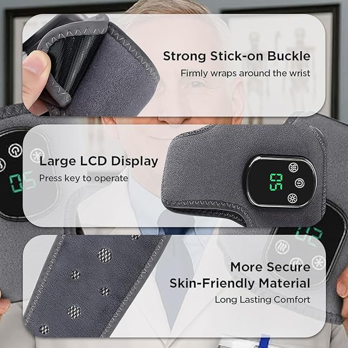 Ankle Massager for Pain Relief with Hot Compress Function 3-Level Adjustable Heat &amp Vibration Smart Timer Touch Screen Compact &amp Portable for All Ages (2 pcs)