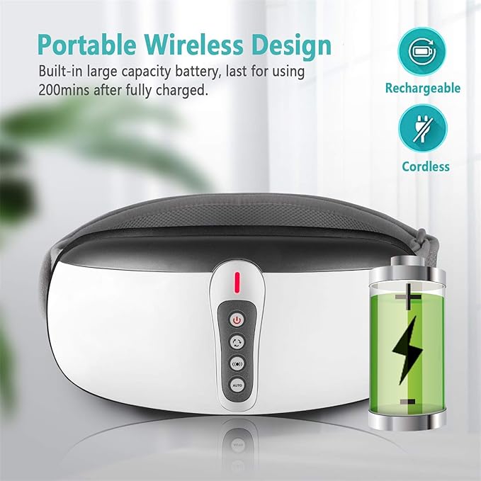 Wireless Slimming Belt Abdominal Massager Portable Weight Loss Machine with 4 Vibration Massage Modes Heating Improve Blood Flow
