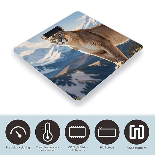 Panther &amp Mountain Lion Scale for Body Weight Accurate Digital Bathroom Scale Toughened Glass High Precision Scales Smart Weight Scales with Large LCD Backlight Display Weighing Machine