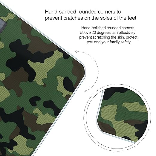Green Military Camo Weight Scale Large Bathroom Scales Digital Weight with Bright LED Display Non Slip Automatic Weighing Scale Fashion Weighing Machine for Body
