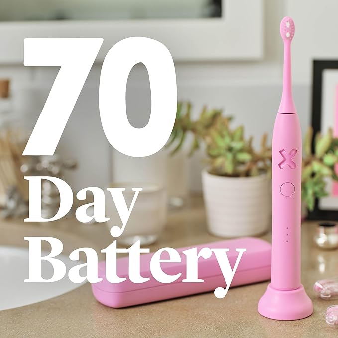 Made by Dentists PRO‑X Sonic Electric Toothbrush for Adults – Dentist‑Designed Whitening Rechargeable Toothbrush 9 x More Plaque Removal 70 Day Battery 3 Modes Travel Case &amp Extra Heads Pink