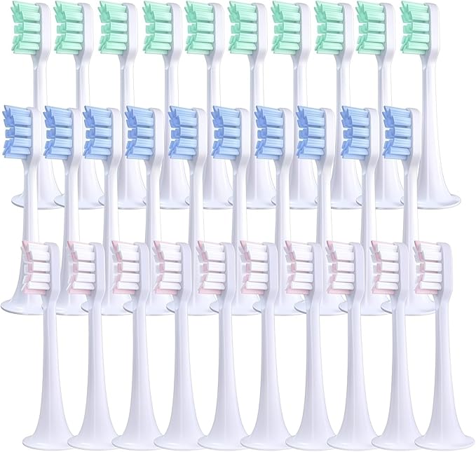 Replacement Brush Heads Compatible with Mijia T300 Replacement Electric Toothbrush Heads Nozzles Clean Protect Soft Bristle(10pcs Green)