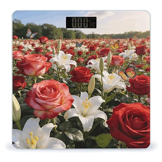 Flower Sea Smart Scale for Body Weight Digital Bathroom Scale Toughened Glass Weight Scale with Large LCD Backlight Display High Precision Scales Weighing Machine
