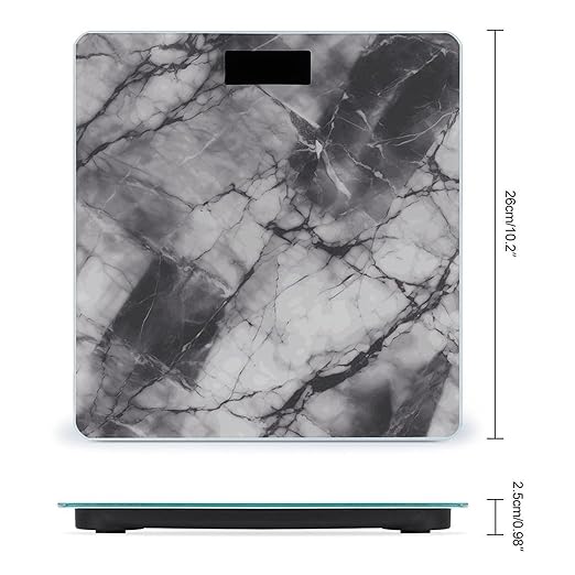 Light Black Marble Scale for Body Weight Precision Bathroom Weighing Scales with Back Lit LCD Display Sturdy Tempered Glass Body Weight Scales Digital Bathroom Scale 400lb