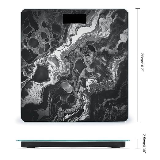 Digital Bathroom Scale for Body Weight Scale with Bright LCD Display High Accuracy Step-On Technology Auto On/Off Black Marble Pattern Digital Scales 400 Lbs /180kg