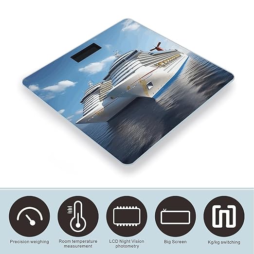 Cruise Ship Scale for Body Weight Accurate Digital Bathroom Scale Toughened Glass High Precision Scales Smart Weight Scales with Large LCD Backlight Display Weighing Machine
