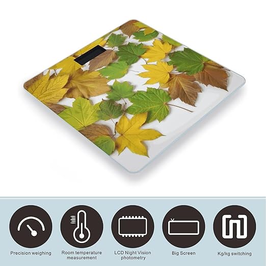 Leaves Digital Bathroom Scale for Body Weight with High Precision Digital Weighing Scale with BMI Clear LCD Display and Step-On Measures Weight Up to 180kg