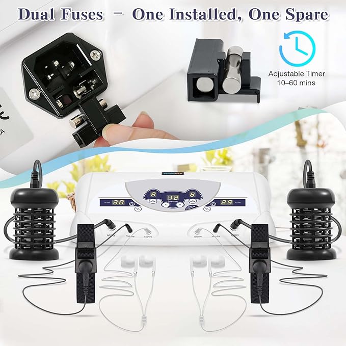 Dual Ionic Foot Bath Detox Machine ion Detox Foot Bath Spa Cleanse System for 2 Users with MP3 Music Player 2 Array 2 Wrist Band 5 Liners