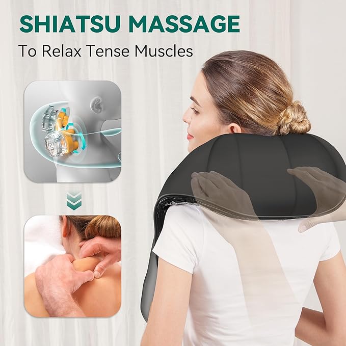 Snailax Cordless Massager - Shiatsu Neck and Shoulder Massager with Heat FSA Eligible Portable Lumbar Back Electric Massage Pillow Christmas Gift