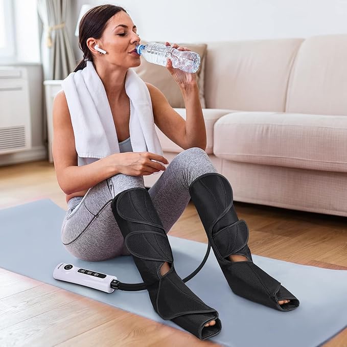 CINCOM Leg Massager for Circulation and Pain Relief Air Compression Calf Foot Massagers Helpful for Relaxation Gifts for Mom and Dad (with 2 Extensions)