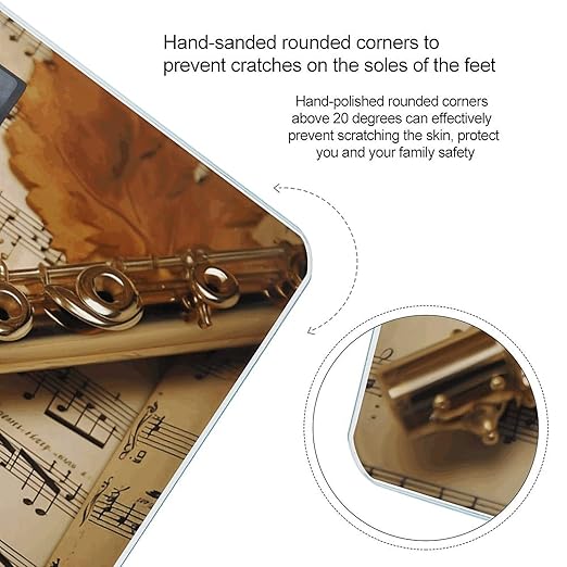 Flute Music Scale for Body Weight Anti-Slip Tempered Glass Digital Bathroom Scales Clear LCD Display Weighing Scale Safe Rounded Corners Smart Scales