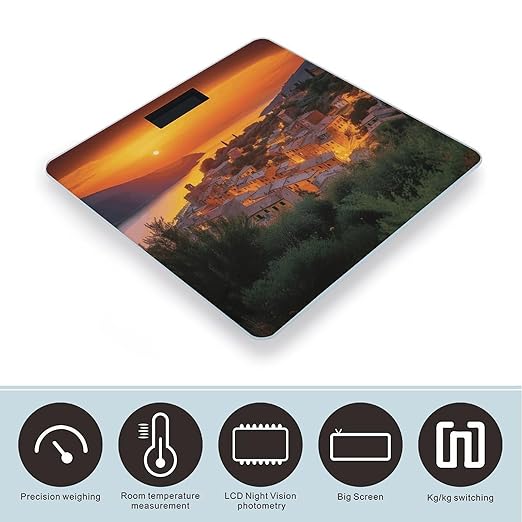 Digital Bathroom Scale for Body Weight Scale with Bright LCD Display High Accuracy Step-On Technology Auto On/Off Italian Sunset Digital Scales 400 Lbs /180kg