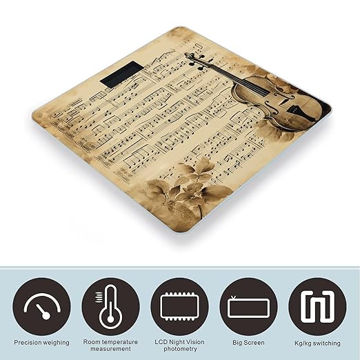 Music Notes on Old Paper Bathroom Scale Ultra-Bright Liquid Crystal Screen Weight Scale Accurate Bathroom Body Scales for Body Weight Bathroom Pet Home Bedroom Gift-Giving