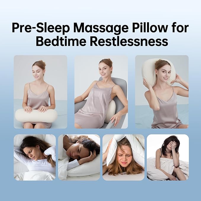 Neck Massager Pillow for Pain Relief deep Tissue Shiatsu Neck and Shoulder Massager with HeatCordless Massage PillowIdeal Gifts for Mom Dad Women Men (Cream)