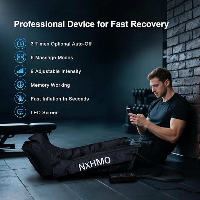Leg Massager with Heat and Compression Foot Massager for Circulation and Pain Relief Sequential Air Compression Boots Recovery System with 9 Intensities 6 Modes3 Heating for Athletes