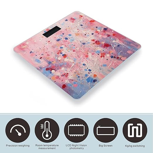 Red and Light Peach Smart Scale for Body Weight Accurate Bathroom Scale with LED Display Digital Weight Scales Weighing Machine High Precision Scales for Bath Home