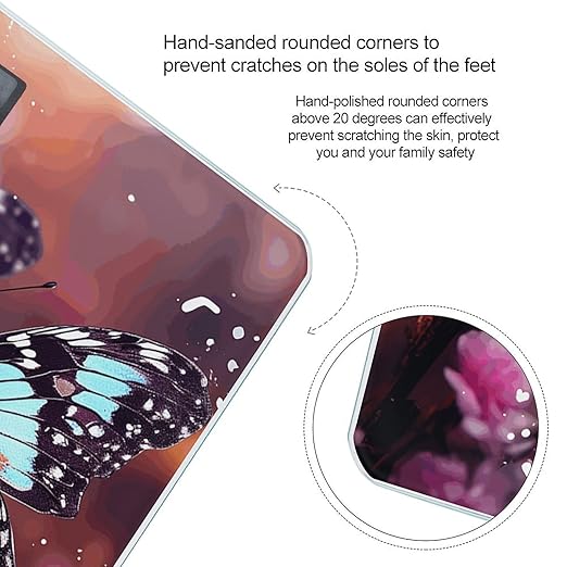 Colorful Butterflies on Flowers Smart Scale for Body Weight Accurate Bathroom Scale with LED Display Digital Weight Scales Weighing Machine High Precision Scales for Bath Home