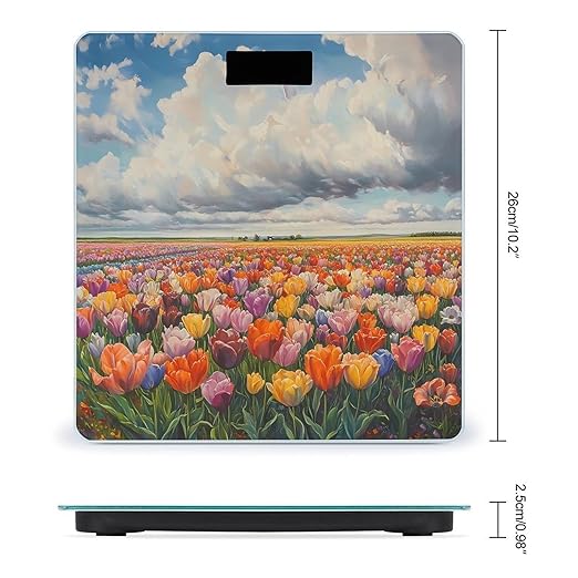 Bloom Tulip Fields Scale for Body Weight Digital Bathroom Scale Round Corner Design High Precision